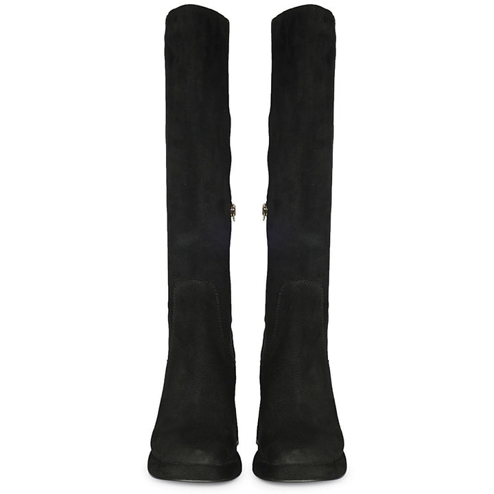 Saint Jolène Black Suede Harrod Patent Leather Long Boots