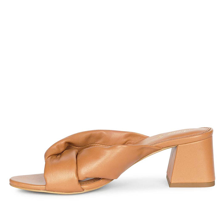 Saint Athena Tan Glove Leather Block Heels