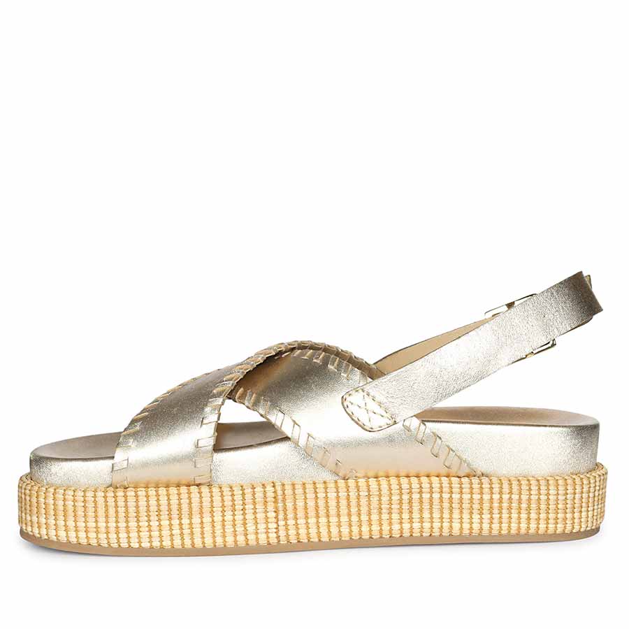 Saint Luma Gold Leather Platform Sandals