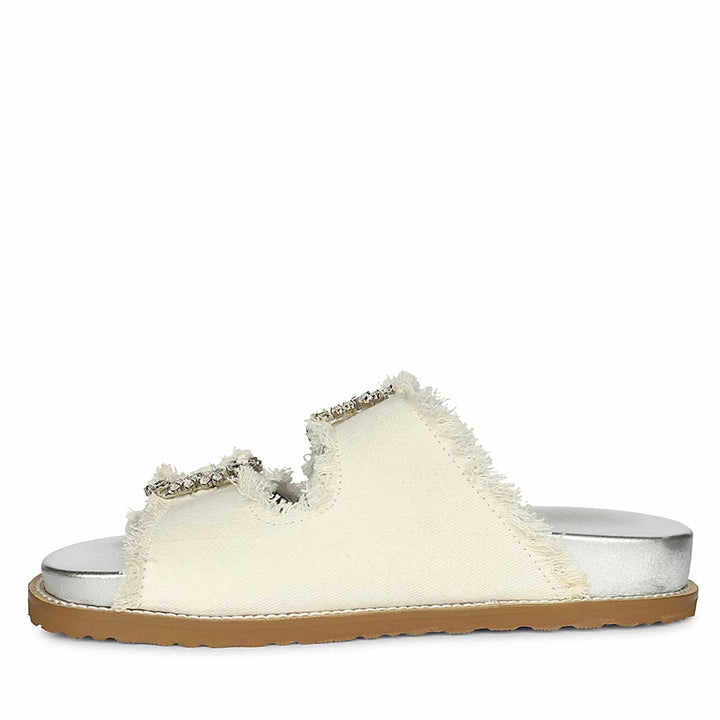 SaintG White Denim Footbed Sandals