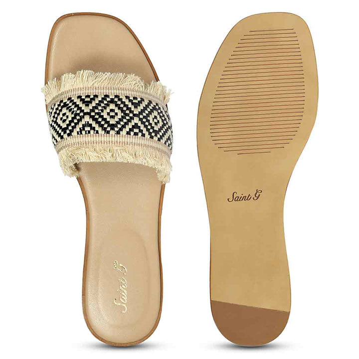 Saint Noor Luxe Crystal Net Black-Beige Leather