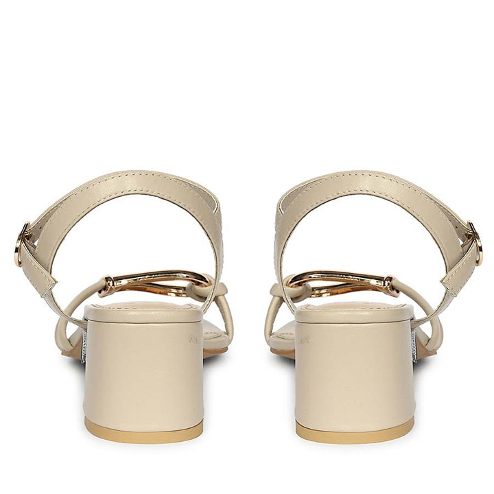 Saint Oryn Off-White Knot Trim Block Heels