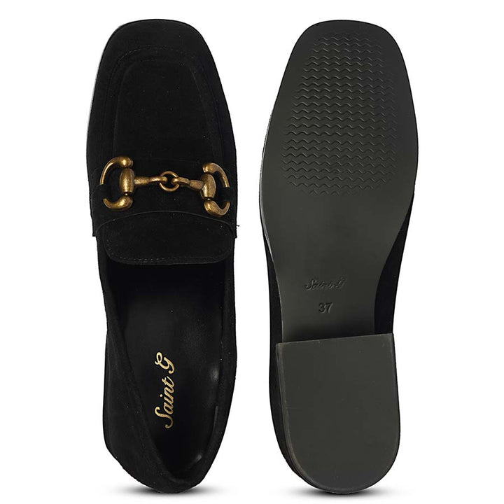 Saint Jacqueline Black  Suede Leather Moccasins