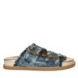 SaintG Navy Blue Denim Footbed Sandals