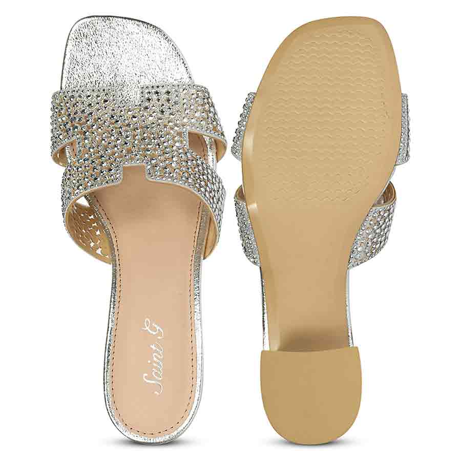 Saint Silver Leather Block Heels