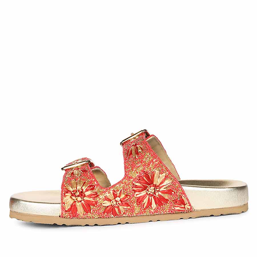 Saint Elliot Coral Leather Platform Sandals
