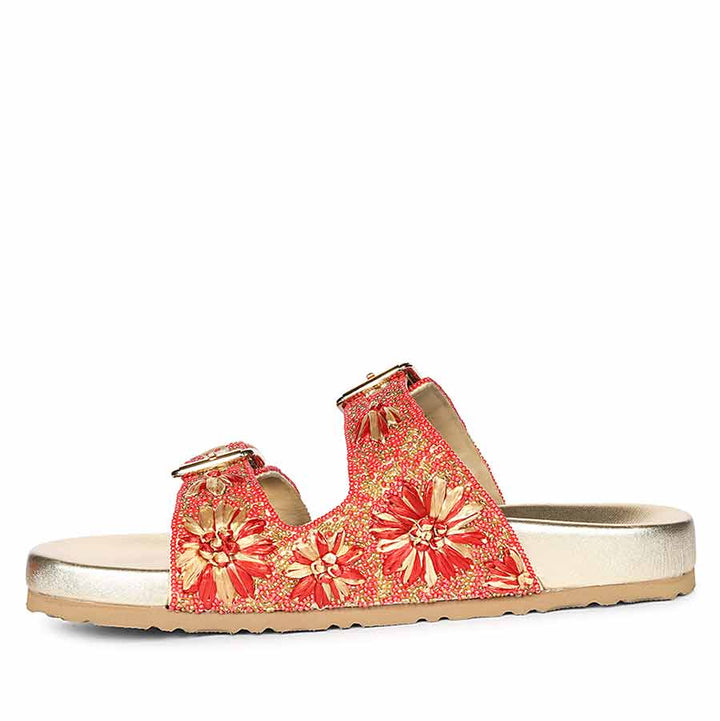 Saint Elliot Coral Leather Platform Sandals