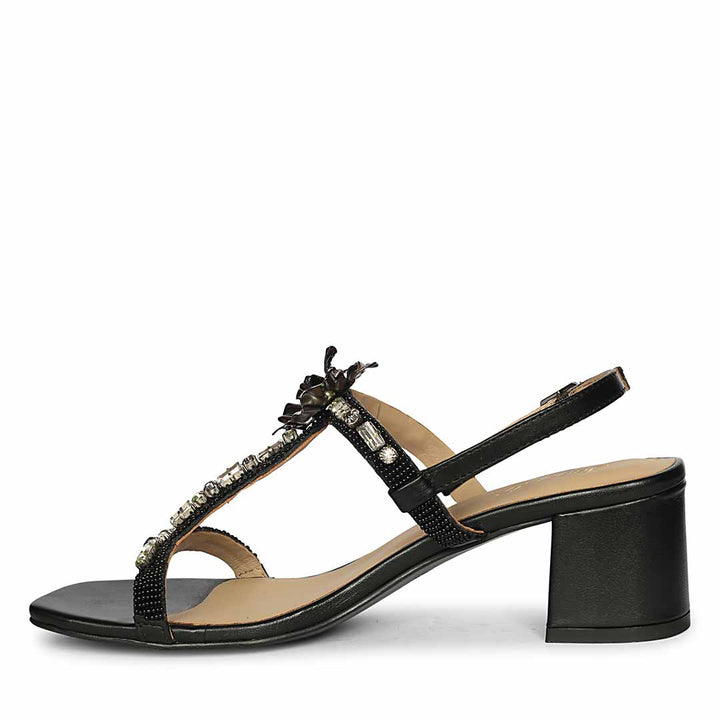 Saint Diva Embellished Black Block Heels