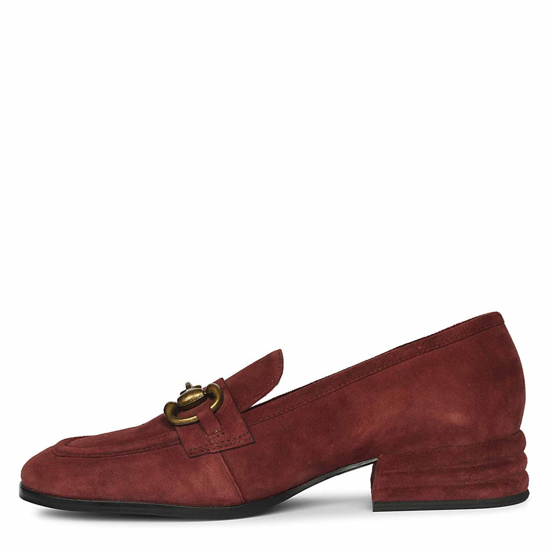 Saint Jacqueline Burgundy  Suede Leather Moccasins
