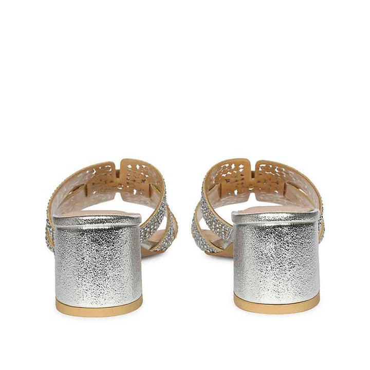 Saint Silver Leather Block Heels