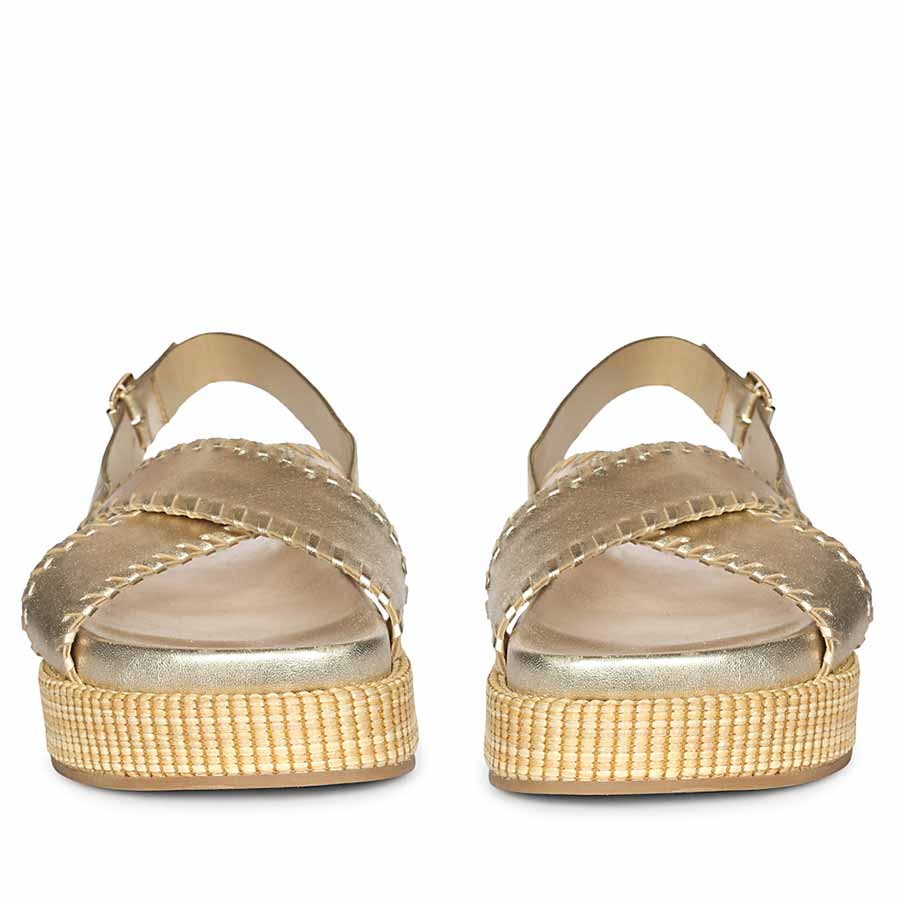 Saint Luma Gold Leather Platform Sandals