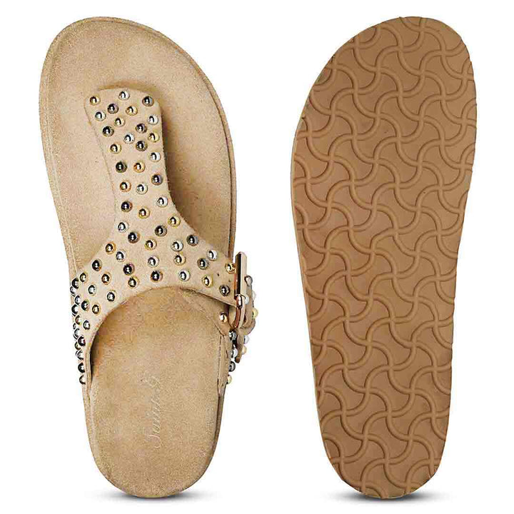 Saint Cappuccino Suede Leather Footbed Sandals