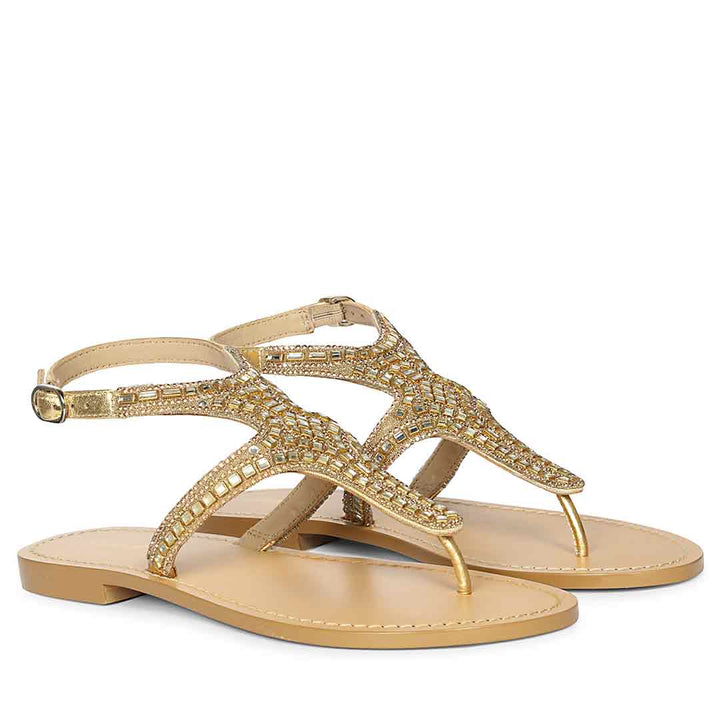 Saint Glaze Stone Gold Leather Flats