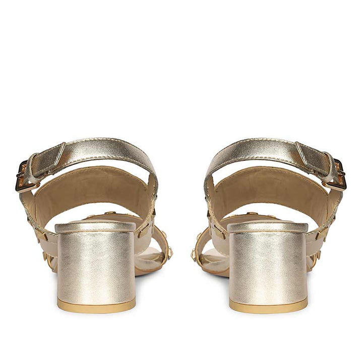 Saint Mabel Embellished Metallic Gold Leather Heels