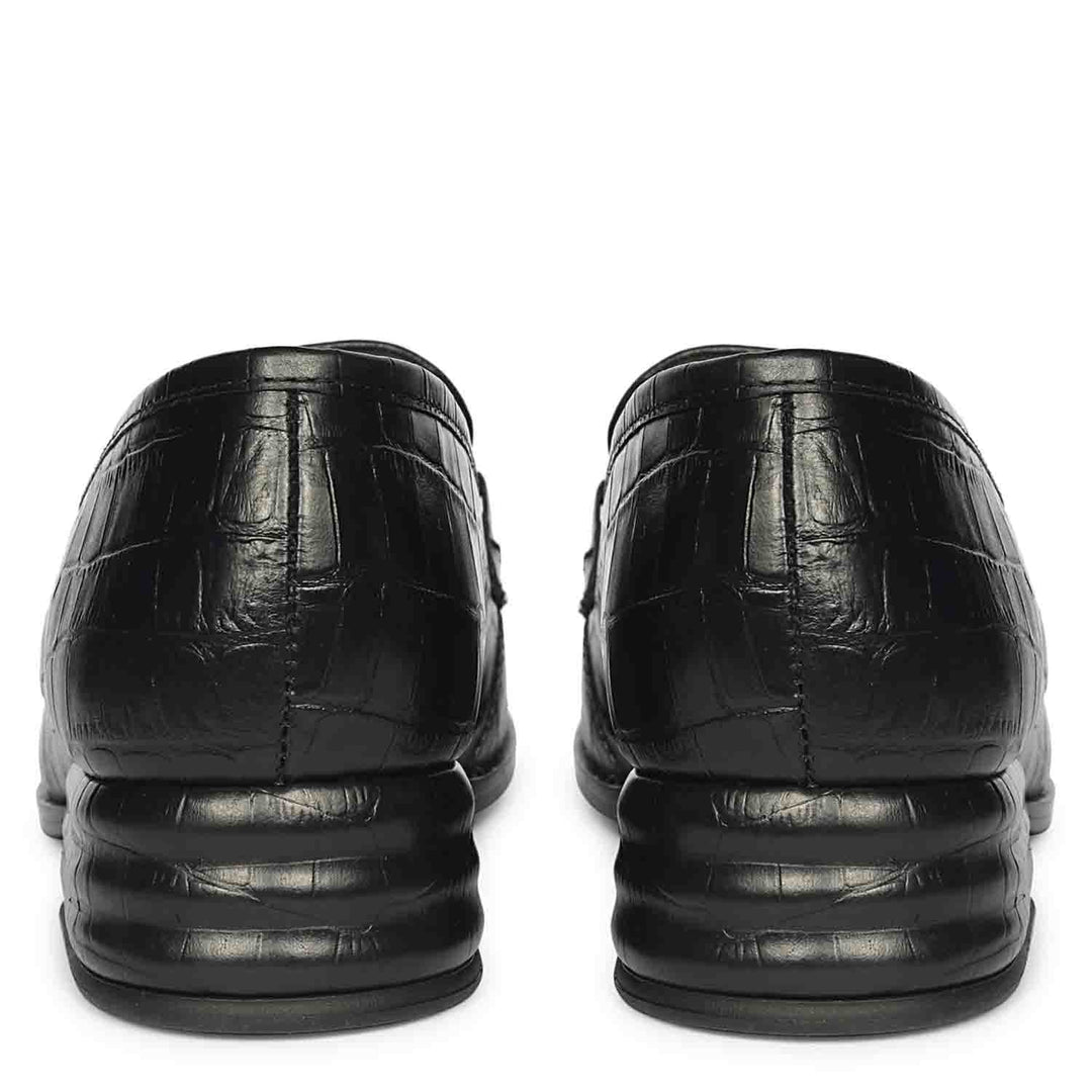 Jacqueline Croco - Heeled Loafers