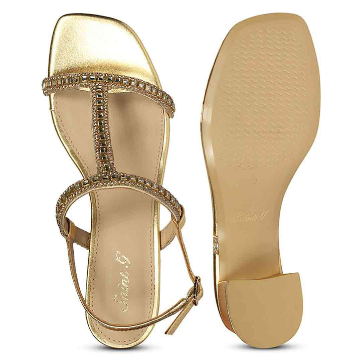 Saint Juno Golden Hour Jewel Leather Block Heel