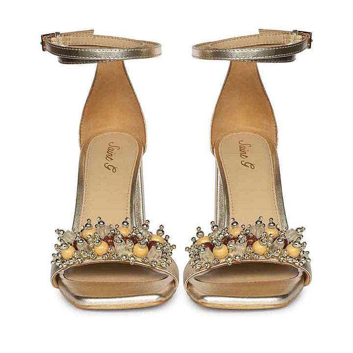 Saint Raquel Jewel Platin Leather Block Heels