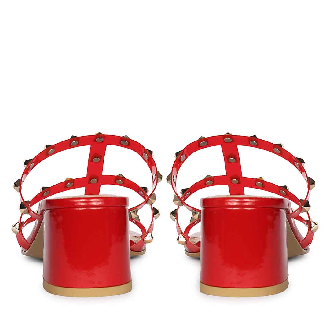 Saint Mavis Gold Studs Red Block Heels