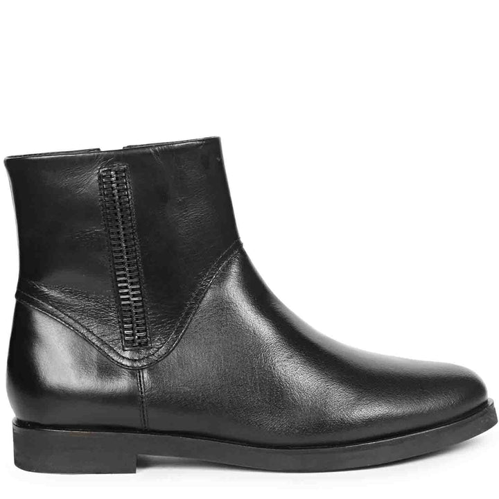 Saint Ryann Black Leather Handcrafted  InSide Zippers Ankle Boots