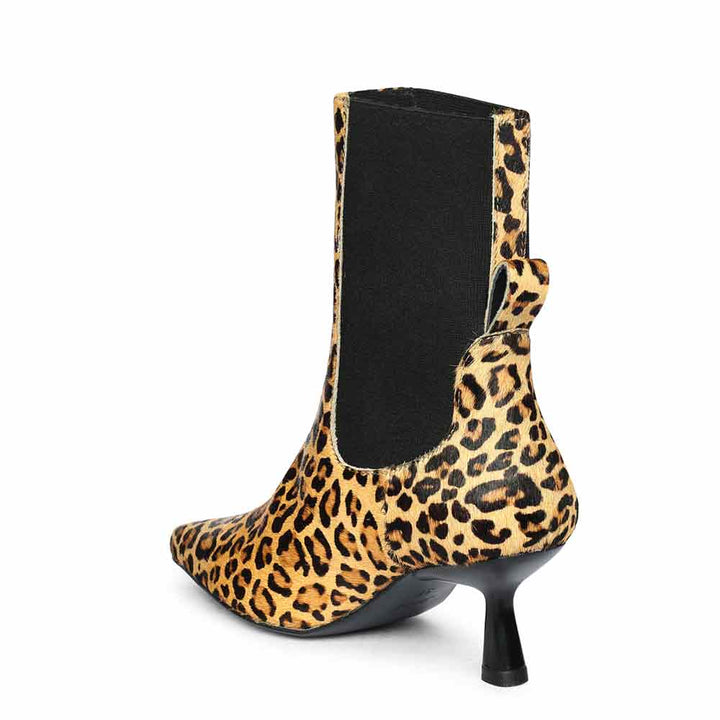 Saint Oriana Natural Pony Hair Print Leather Ankle Boots