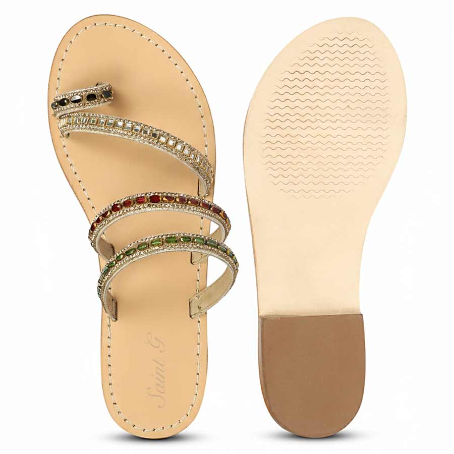 Saint Amber Royale Multi-Stone Leather Flats