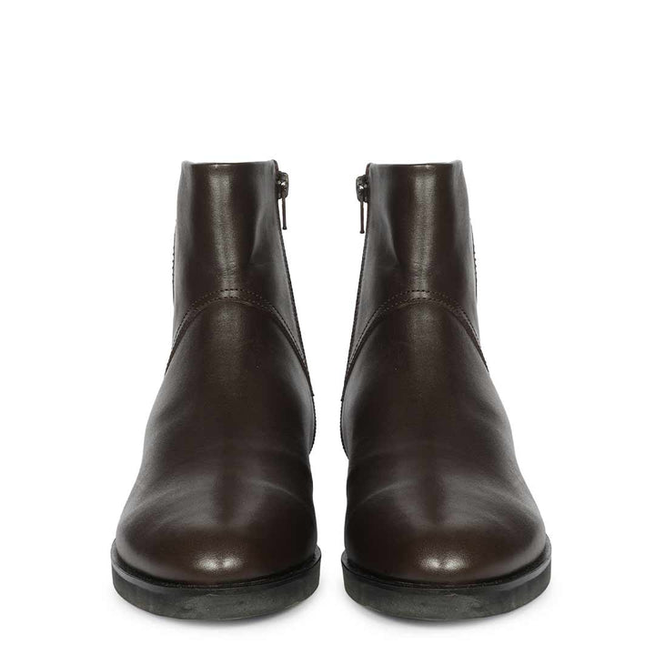 Saint Ryann Brown Leather Handcrafted  InSide Zippers Ankle Boots