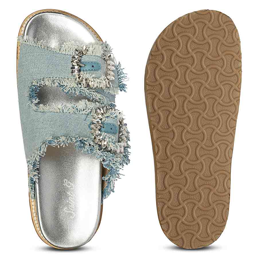 SaintG Blue Denim Footbed Sandals
