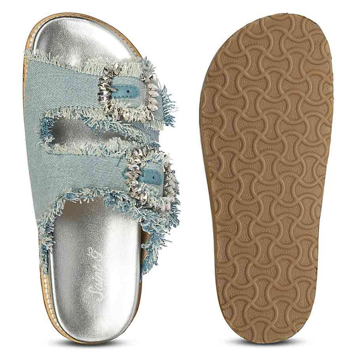 SaintG Blue Denim Footbed Sandals