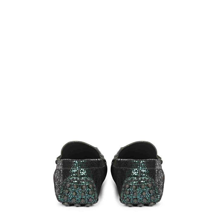 Saint Liana Green Metallic Woven Leather Loafers