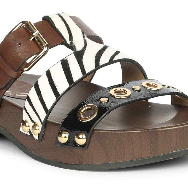 Saint Avely Embellished Brown Leather Platform Sandals