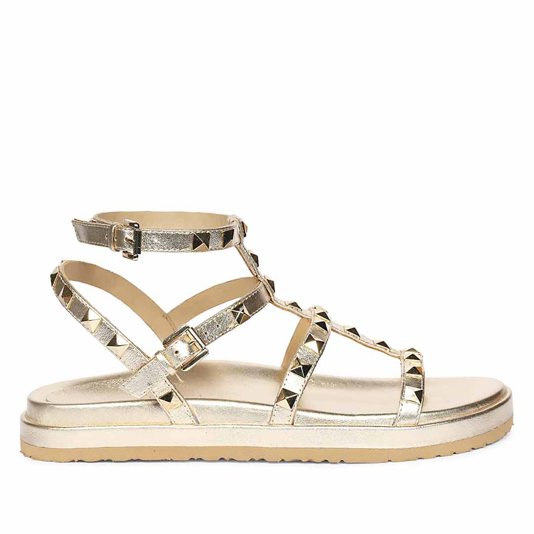 Saint Tessa Platin Studded Leather Footbed Sandals
