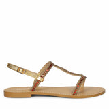 Saint Raelin Metallic Orange Leather Embellished Sandals