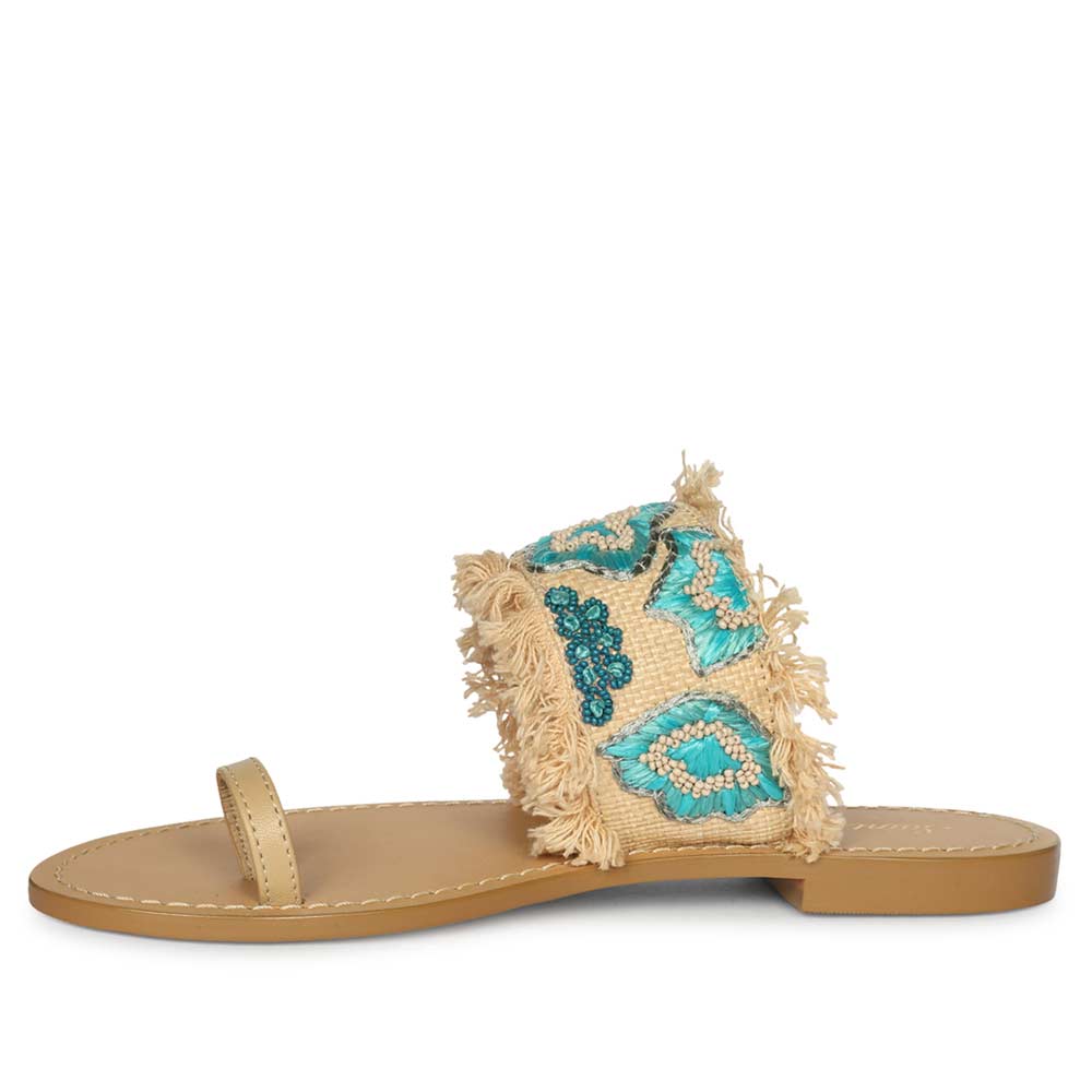 Saint Turquiose Leather Flat