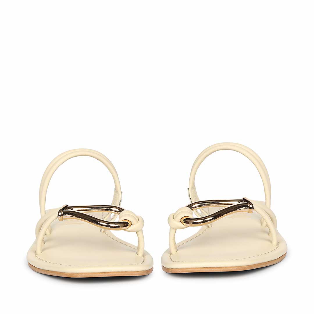 Saint Saura Off White Metal Trim Leather Flats