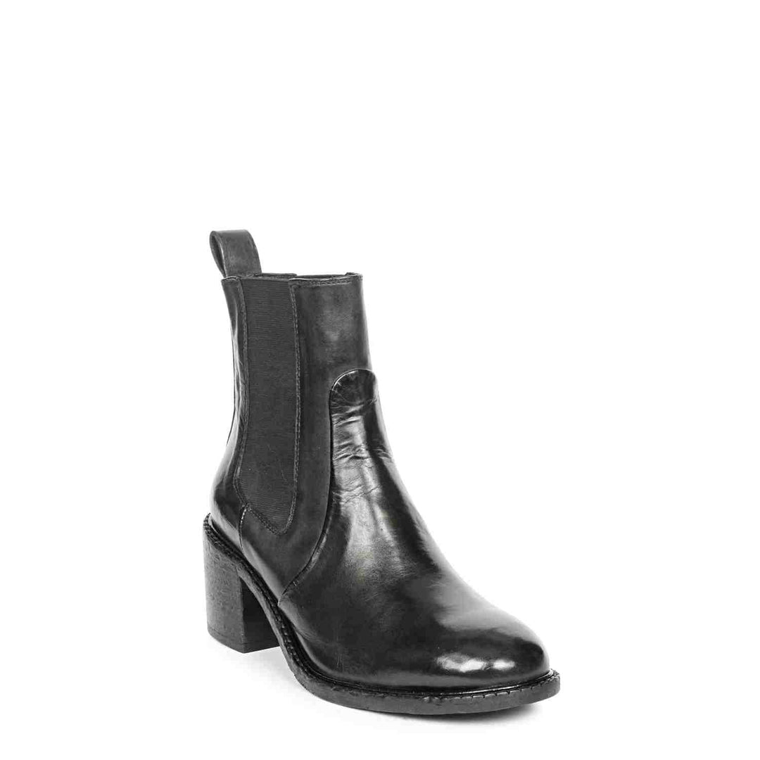 Saint Niamh Black Leather Washed Ankle Boot