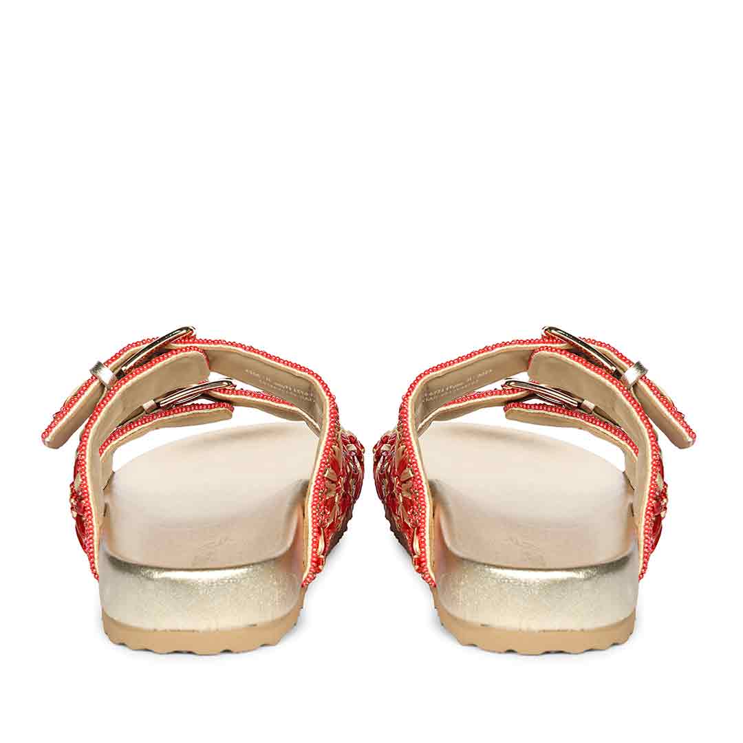 Saint Elliot Coral Leather Platform Sandals