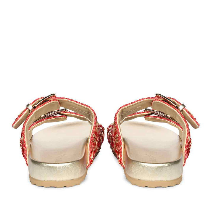 Saint Elliot Coral Leather Platform Sandals