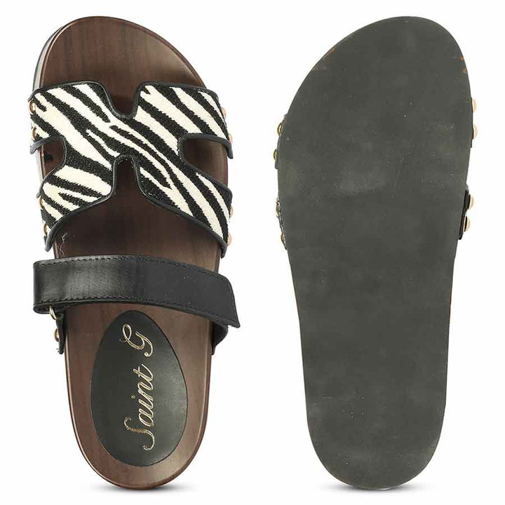 Saint Mikayla Black Leather Platform Sandals