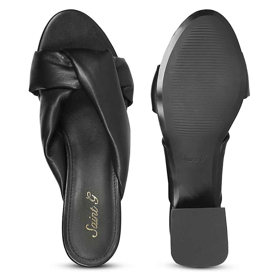 Saint Athena Black Glove Leather Block Heels