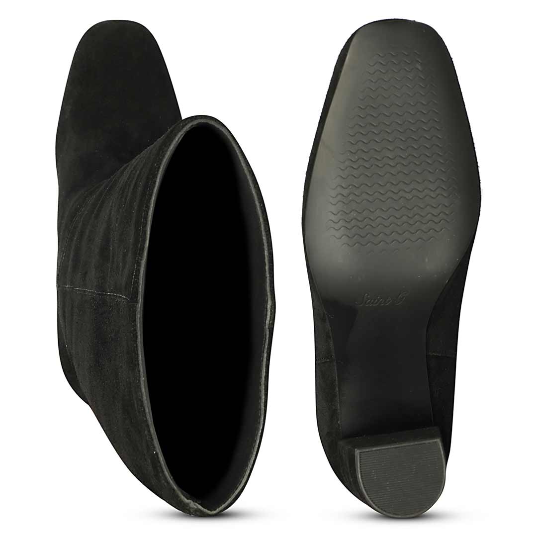 Saint Priscilla Black Leather Knee High Slouch Boots