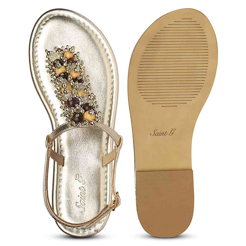 Saint Kierel Jeweled Platin Leather Flats