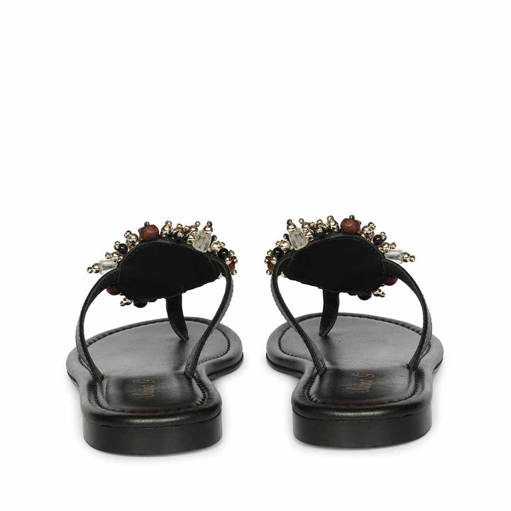 Saint Briony Jeweled Black Leather Flats