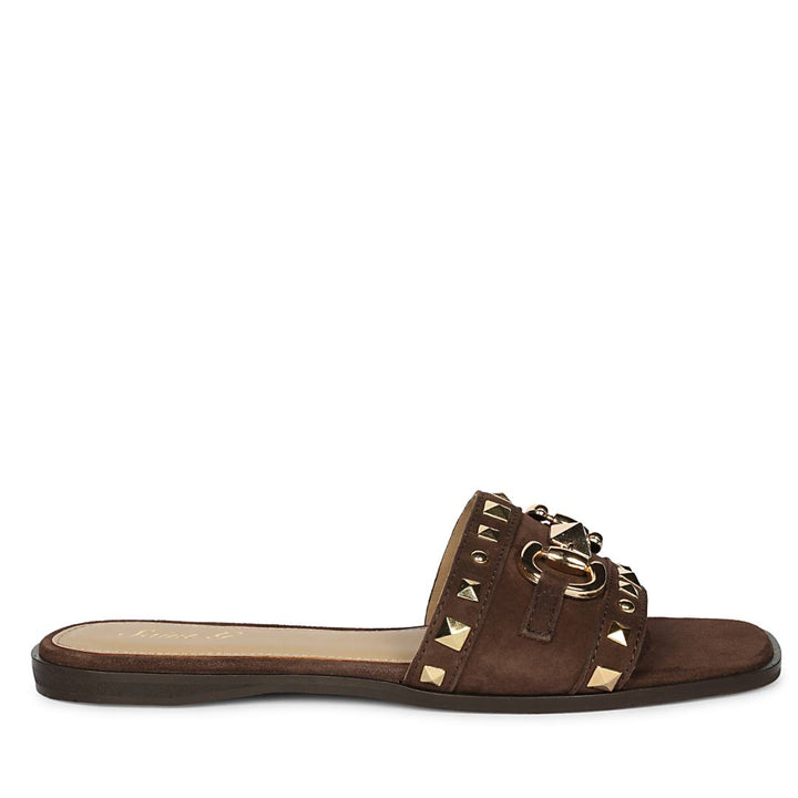 Saint Wrenley Studded Brown Suede Leather Slides