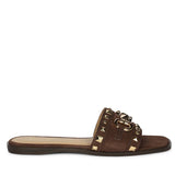 Saint Wrenley Studded Brown Suede Leather Slides