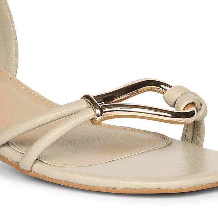 Saint Oryn Off-White Knot Trim Block Heels