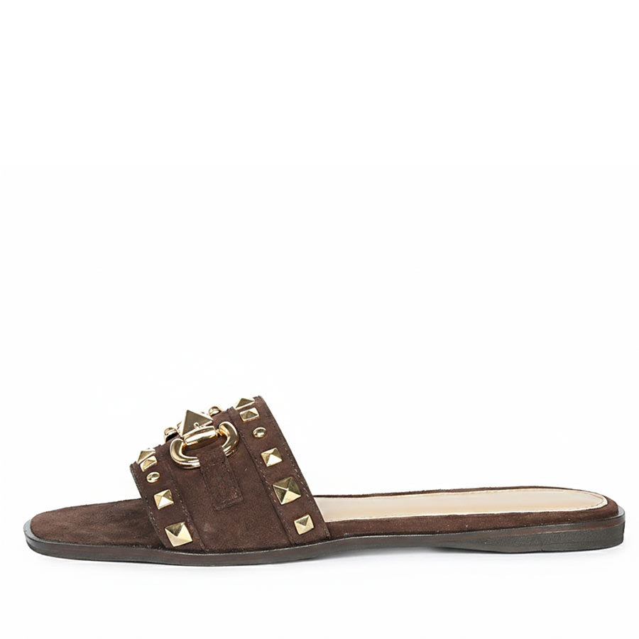 Studded suede slides for women
