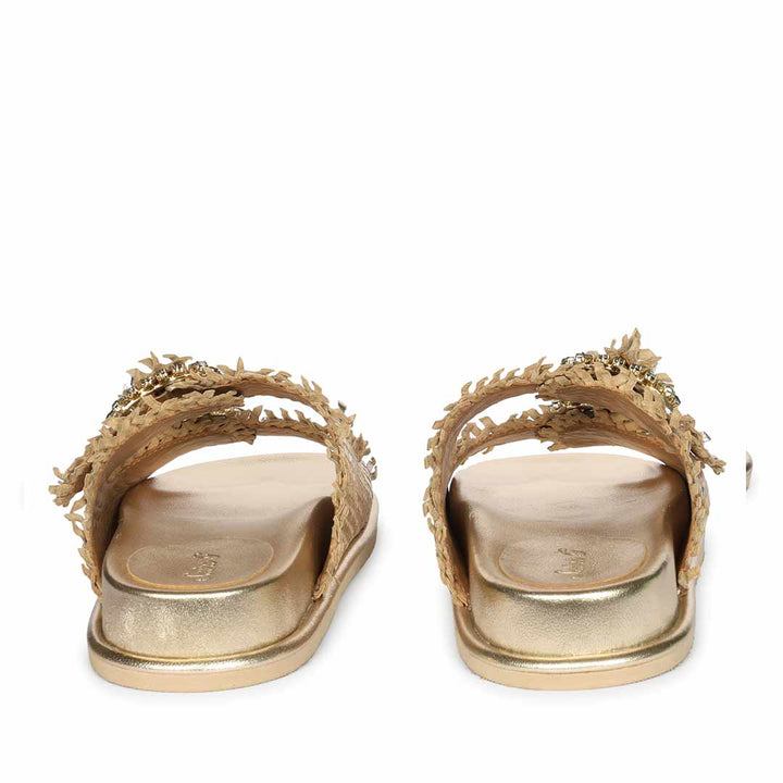 Saint Nuala Crystal Stone Platin Woven Leather Sandals