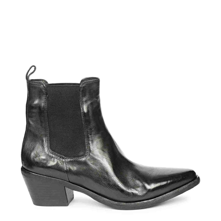 Saint Athena  Black Leather Washed Ankle Boot