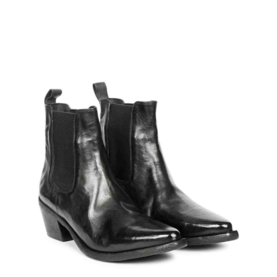 Saint Athena  Black Leather Washed Ankle Boot