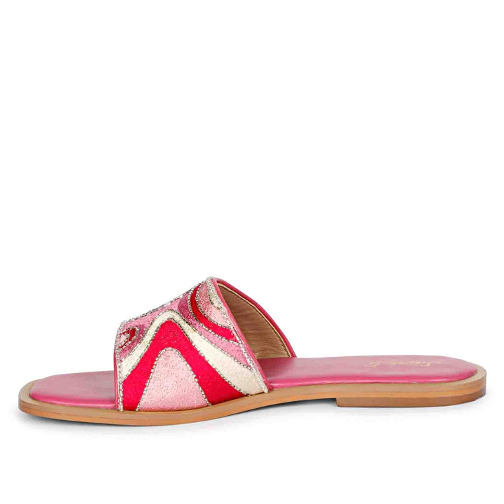 Saint Georgia Hand Embroidered Pink Leather Flats